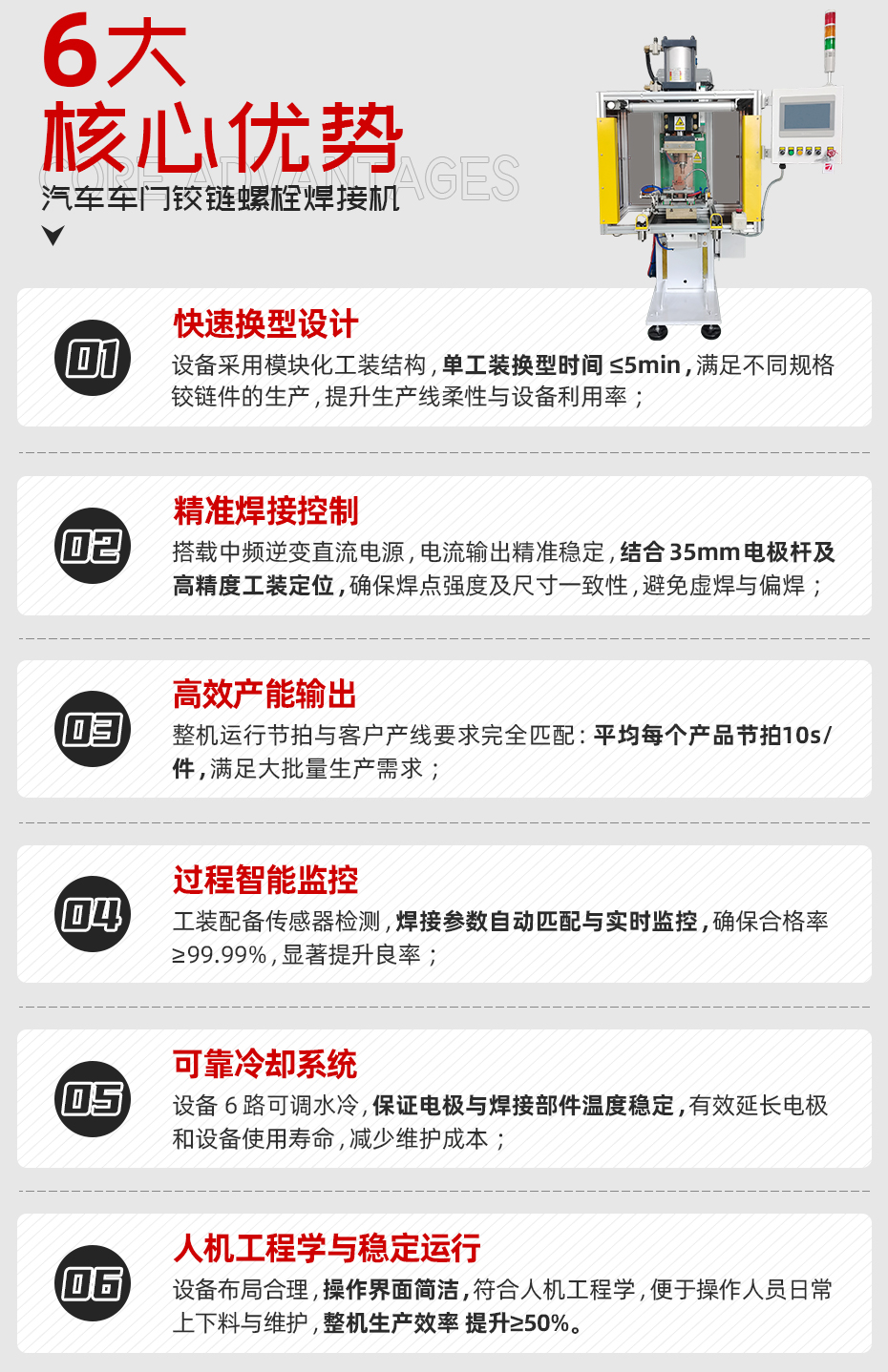 汽車車門鉸鏈螺栓焊接機詳情核心優勢